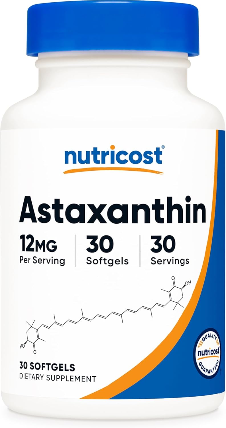 Nutricost Astaxanthin Antioxidants 12 mg 30 Softgels