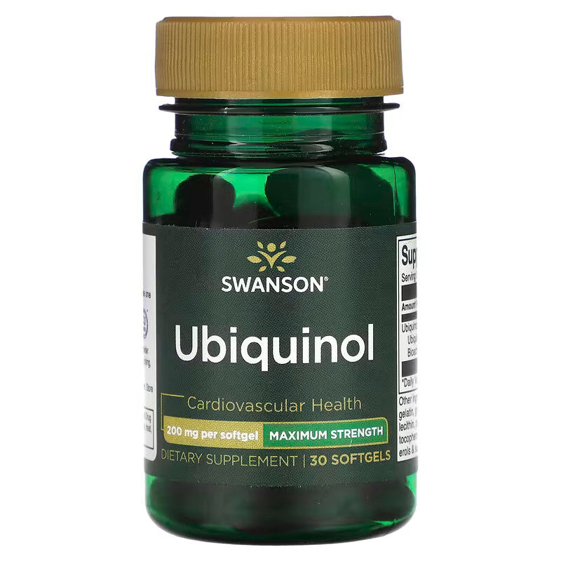 Swanson Ubiquinol Coenzyme Coq10 Q10 Maximum Strength 200 mg 30 Softgels