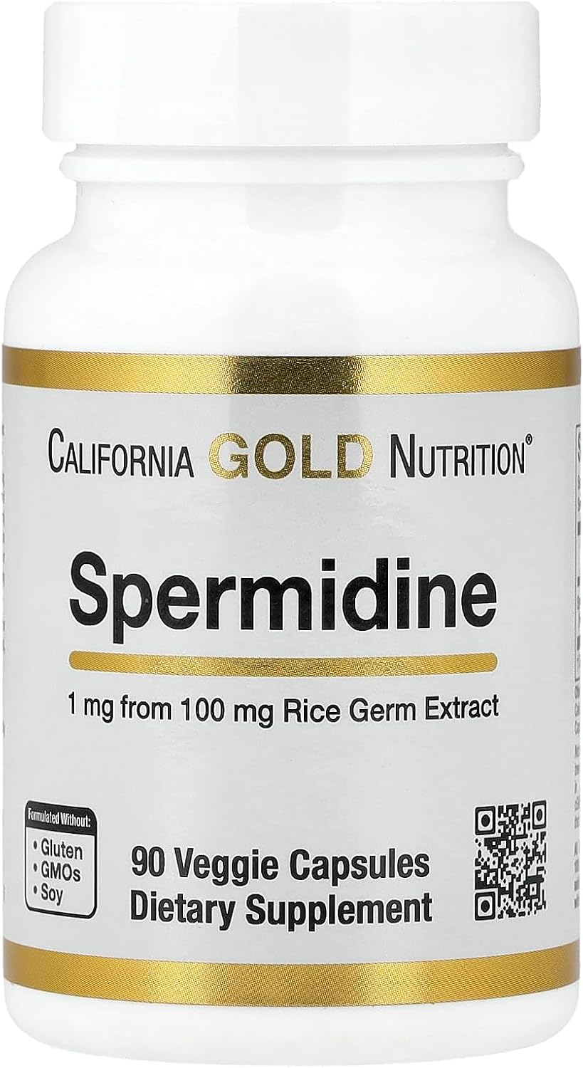 California Gold Nutrition Spermidine Rice Germ Extract cellular health & healthy aging 1 mg, 90 Veggie Caps