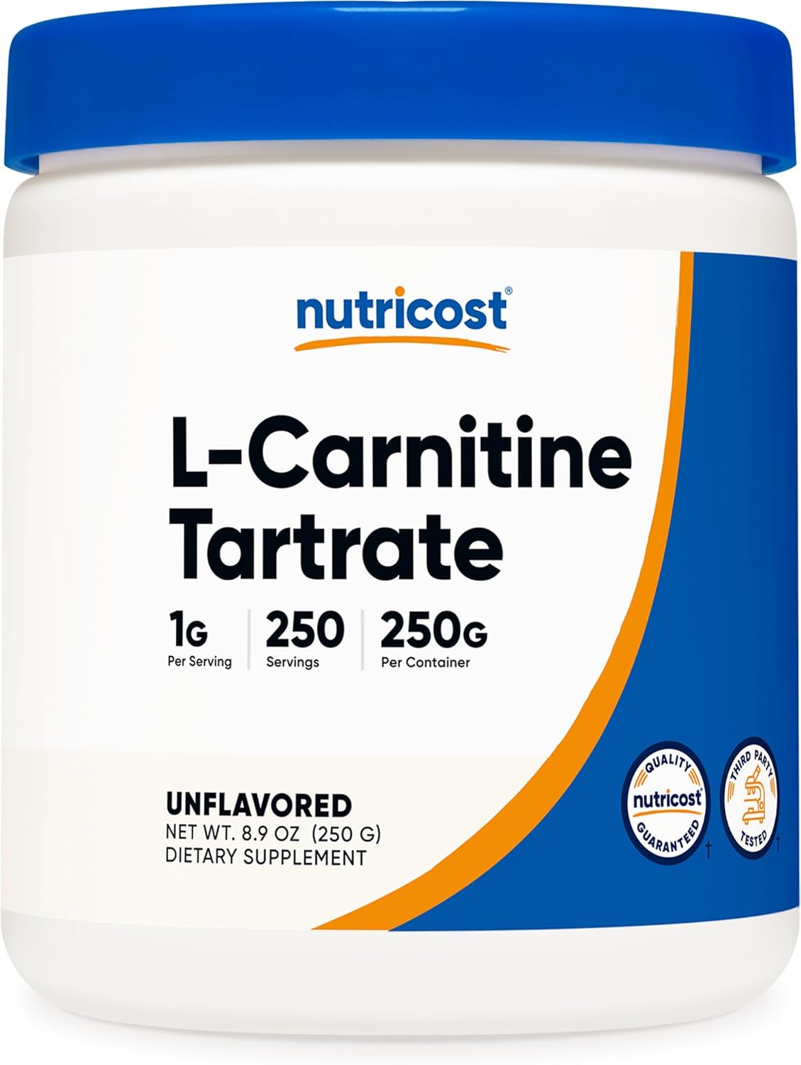 Nutricost L-Carnitine Tartrate Muscle Recovery 250 Gram - 1 Gram per Serving, 250 Servings