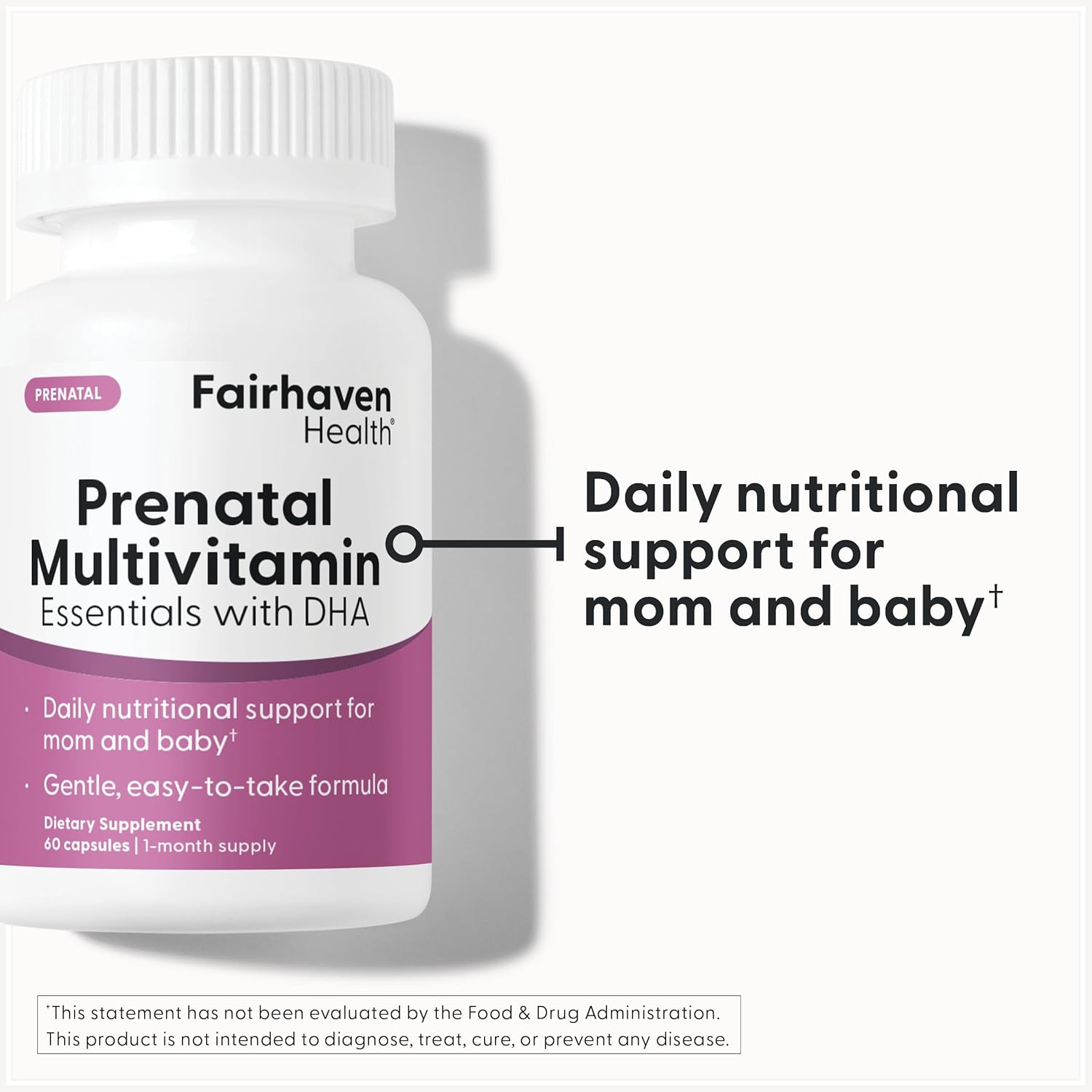 Fairhaven Health Prenatal Women Multivitamin DHA Vitamin Choline Myo-Inositol Citrus Moms & Maternity 60 Caps