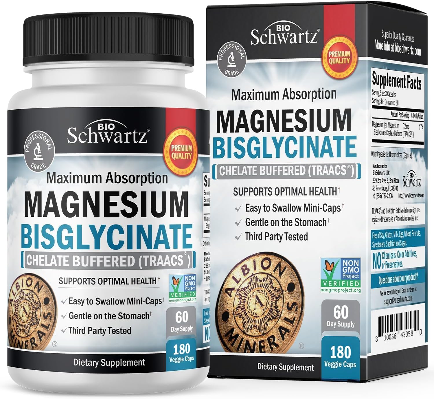 BioSchwartz Magnesium Bisglycinate Bone & Joint Support 180 Caps