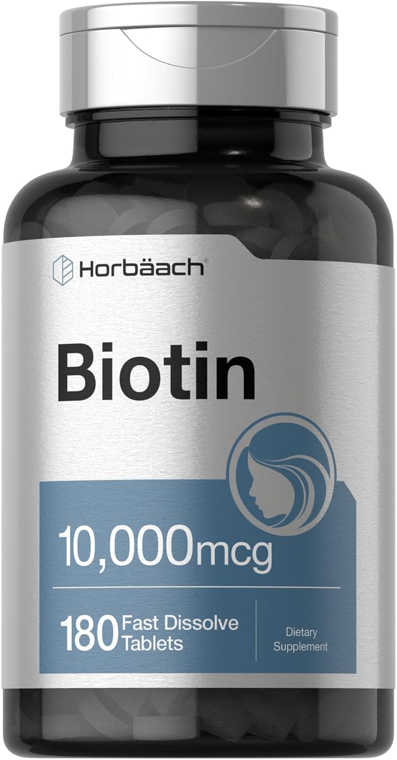Horbäach Biotin Hair Skin Beauty 10000mcg Women & Men 180 Fast Dissolve Tablet