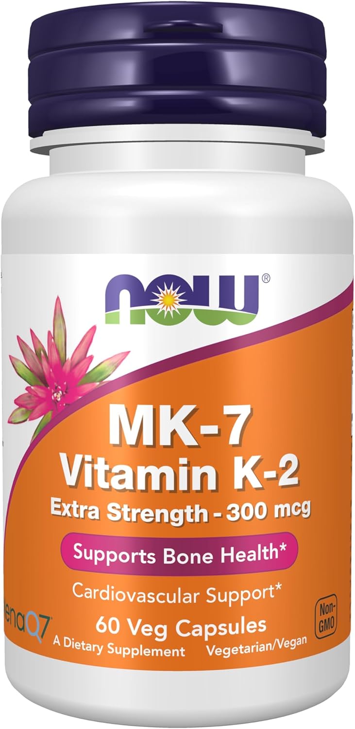 NOW Foods Vitamin K2 MK-7 300 mcg Extra Strength Supports Bone Health 60 Veg Caps