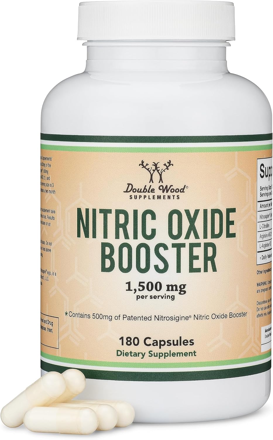 Double Wood Nitric Oxide Booster with Nitrosigine L Arginine and L Citrulline 180 Caps