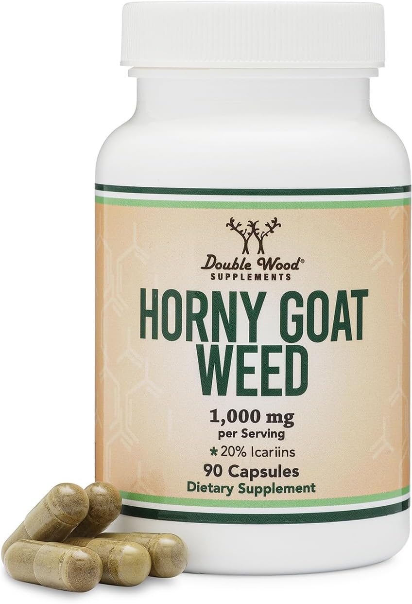 Double Wood Horny Goat Weed Men Women Max Strength Epimedium Male Enhancing 1,000mg 90 Caps