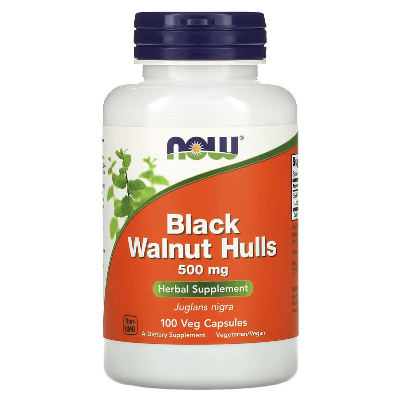 NOW Foods Black Walnut Hulls Juglans nigra 500 mg 100 Veg Caps