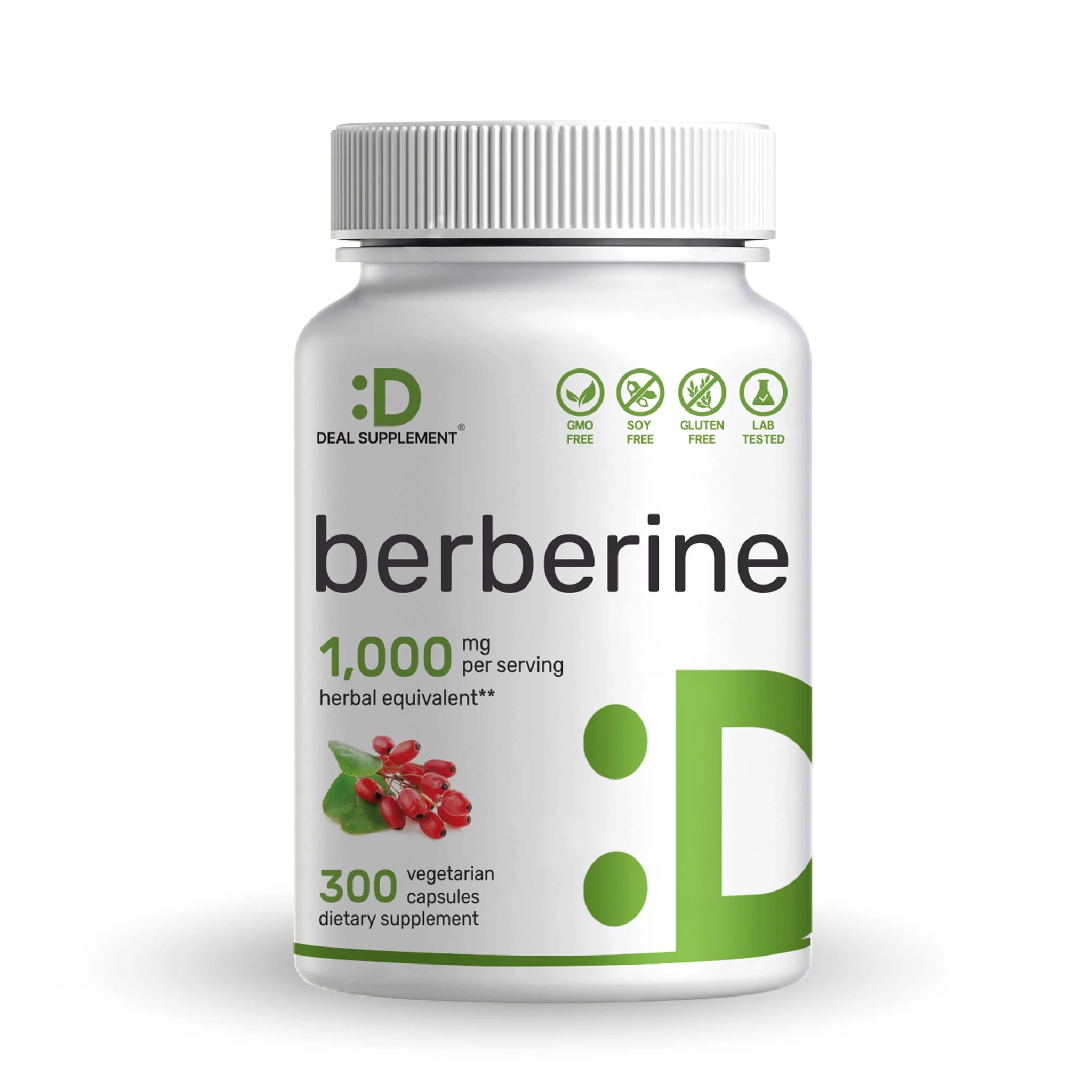 Deal Supplement Berberine 1000mg Per Serving 300 Veggie Caps