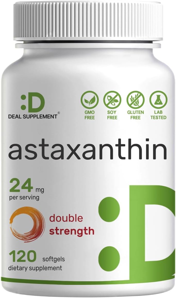 Deal Supplement Astaxanthin Antioksidan Brain Health Eyes Skin Anti-Aging 24mg 120 Softgels