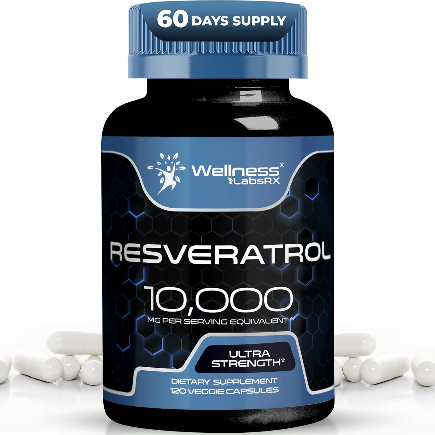 WELLNESS LABS Resveratrol Healthy Aging Heart Brain Health 120 Caps