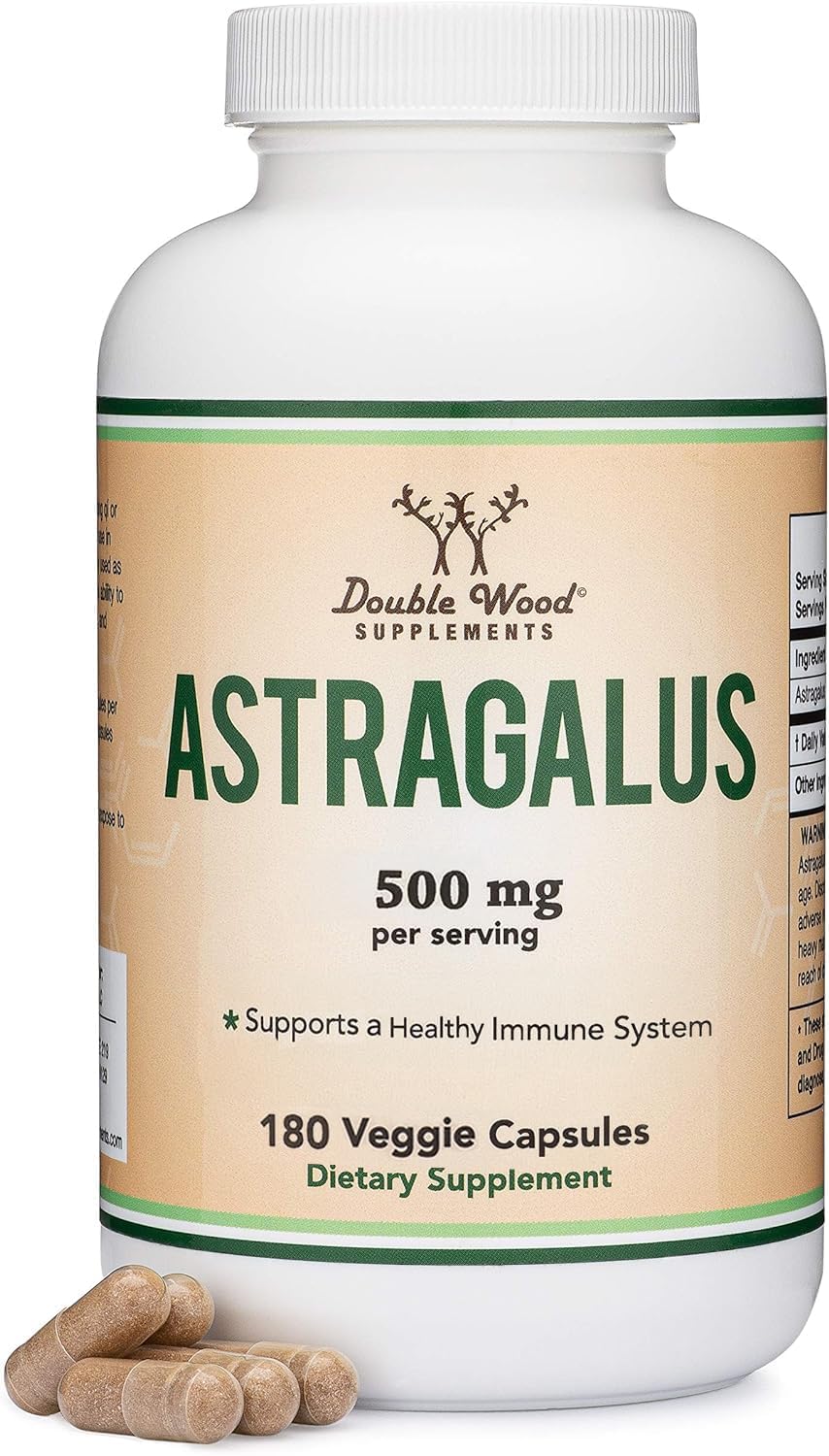 Double Wood Immune Boosting Astragalus 500mg 180 Caps