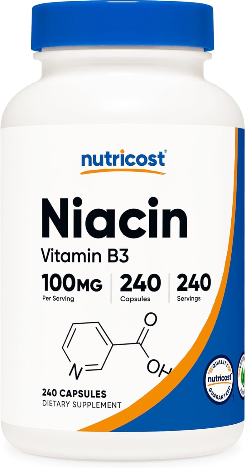 Nutricost Niacin Vitamin B3 100mg 240 Caps with Flushing