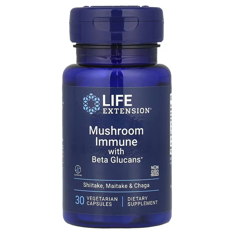Life Extension Mushroom Immune Beta Glucans Shiitake, Maitake, Chaga 30 Veg Caps
