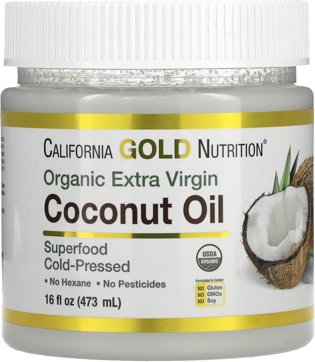California Gold Nutrition Superfoods Cold Pressed Organic Virgin Hindistan Cevizi Yağı Coconut Oil 473 ml