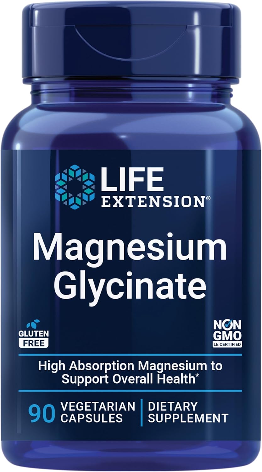 Life Extension Magnesium Glycinate Heart Health Bone Health Nerve and 90 Caps