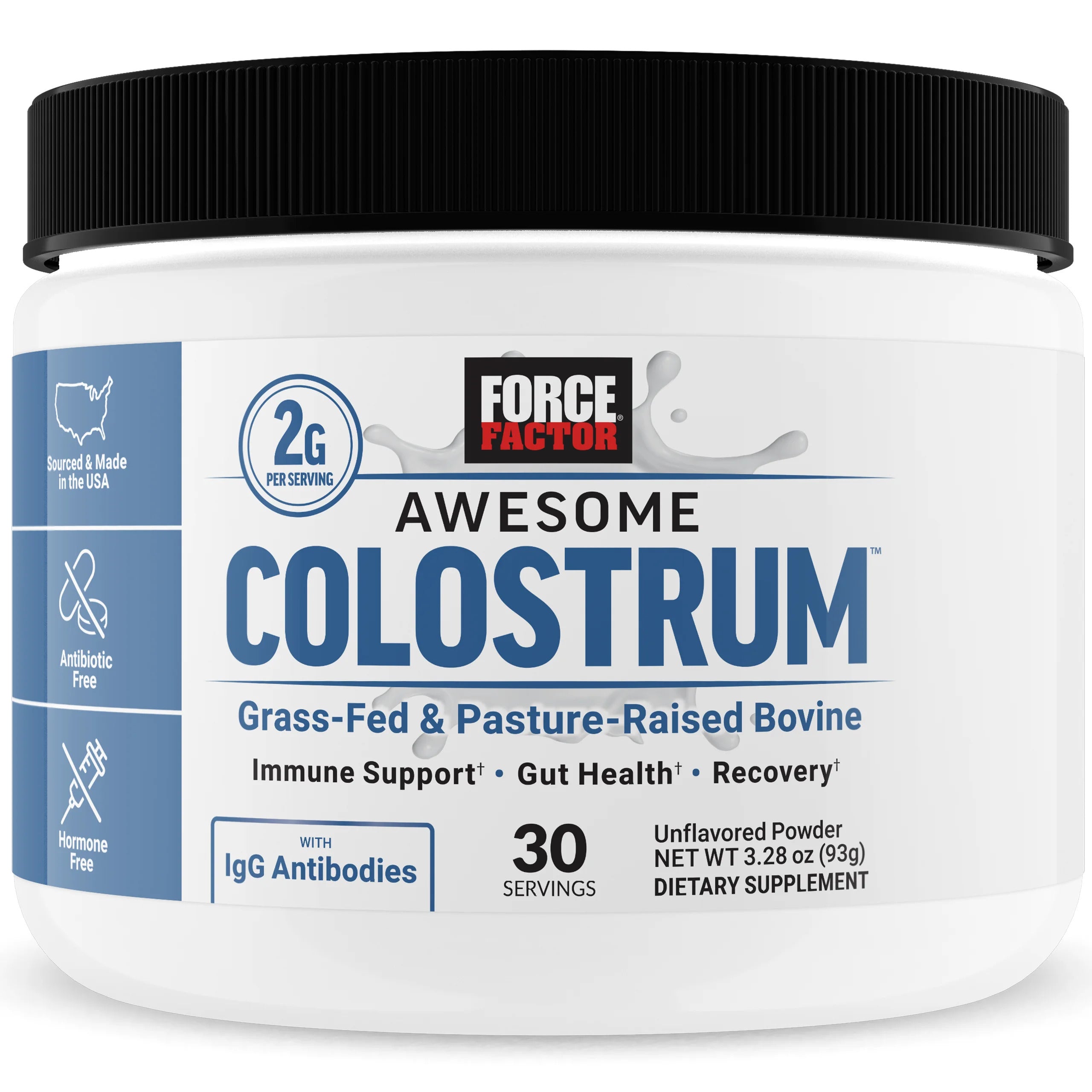 Force Factor Awesome Bovine Gut İmmune Colostrum Powder Pasture Raised Grass Fed 30 Servings