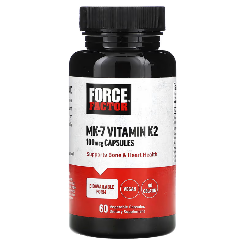 Force Factor Mk-7 Vitamin K2 100 Mcg Bone & Heart Health 60 Vegetable Caps