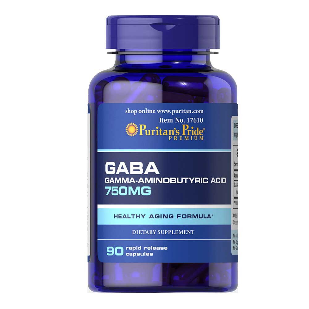 Puritans Pride Gaba Gamma Aminobutyric Acid 750 Mg 90 Caps
