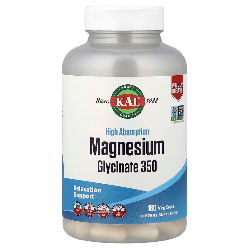 KAL High Absorption Magnesium Glycinate 350 160 VegCaps