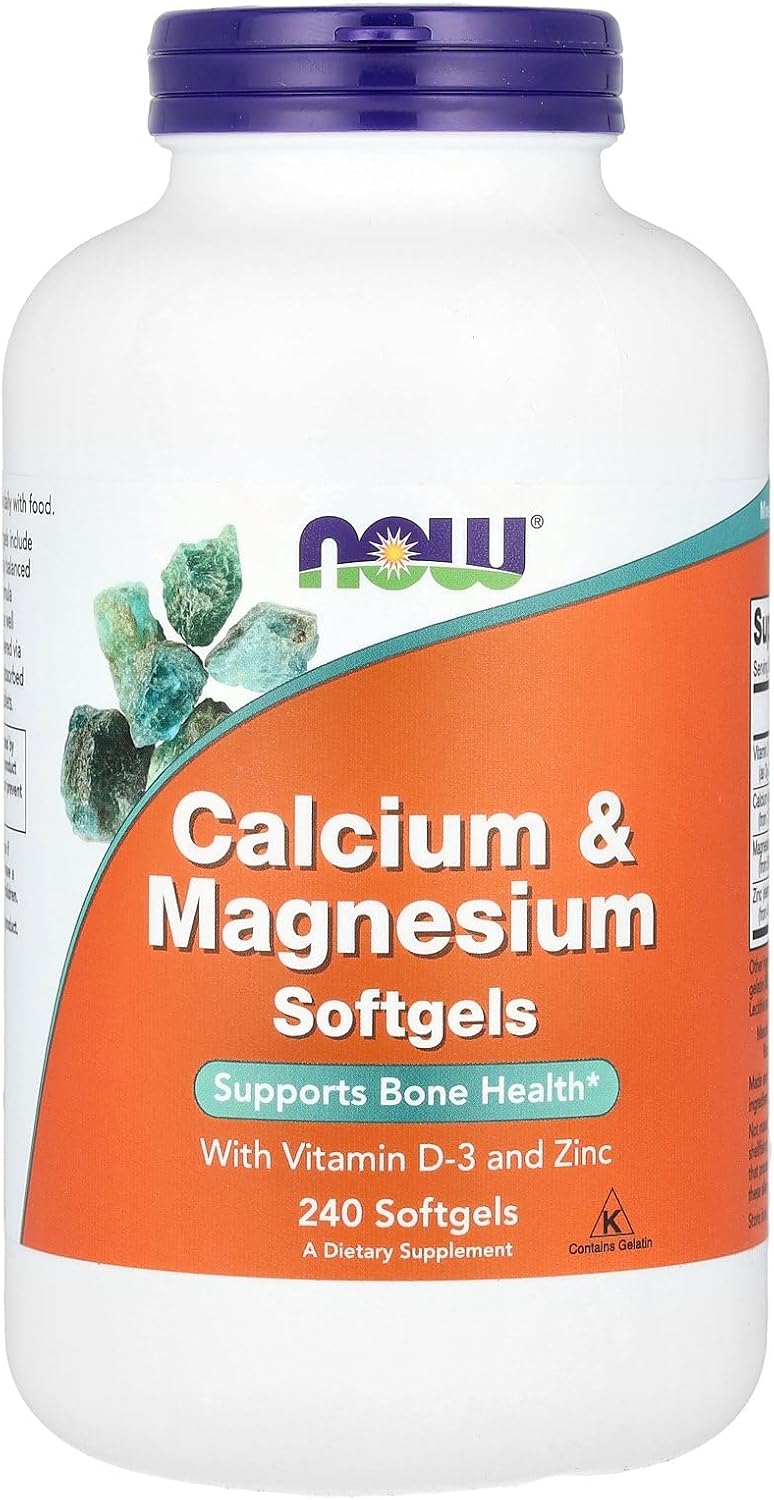 NOW Foods Calcium & Magnesium + Zinc + D3 Bone Health 240 Softgels