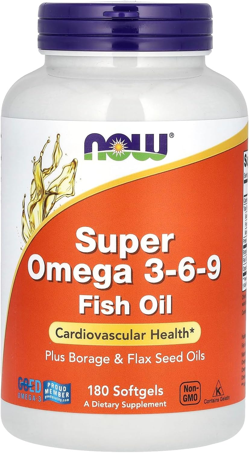 NOW Foods Super Omega 3-6-9 Borage Oil + Fish Oil 180 Softgels