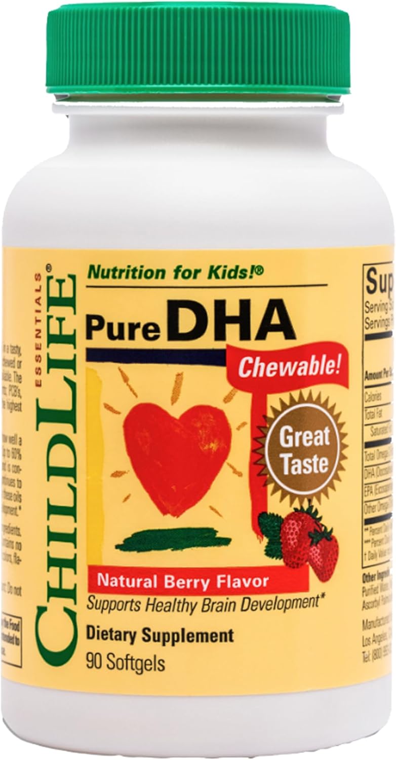 ChildLife Essentials Children Kids Pure DHA Natural Berry DHA EPA Fish Oil 90 Softgels