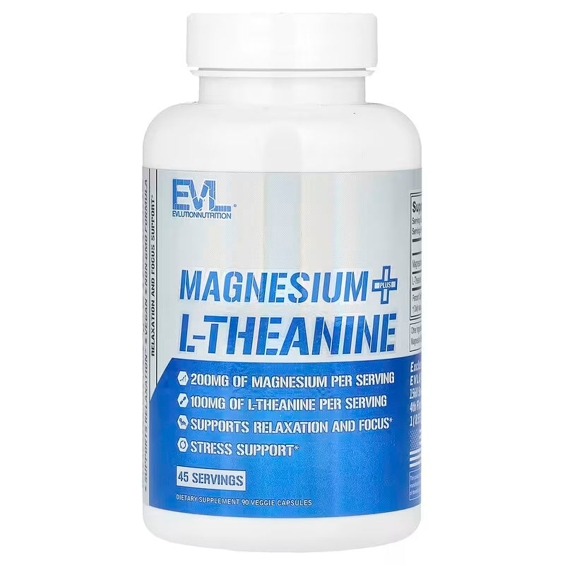 Evlution Nutrition Magnesium + L-Theanine - Natural Relaxation & Focus Support 90 Caps