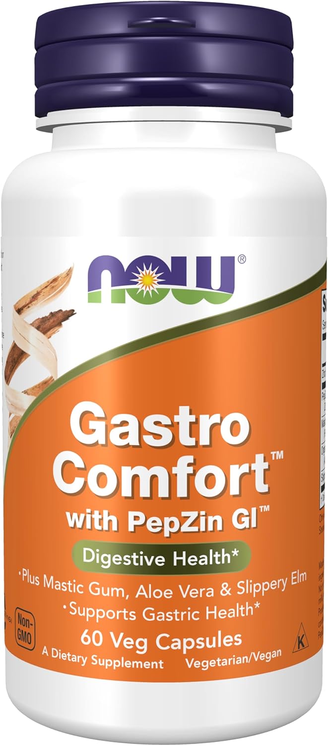 NOW Foods Gastro Comfort Mastic Gum Aloe Vera Slippery Elm Gastric Health 60 Veg Caps