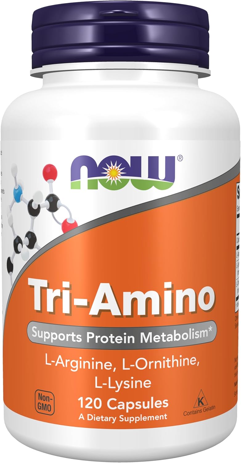 NOW Foods Tri-Amino with L-Arginine, L-Ornithine L-Lysine 120 Caps