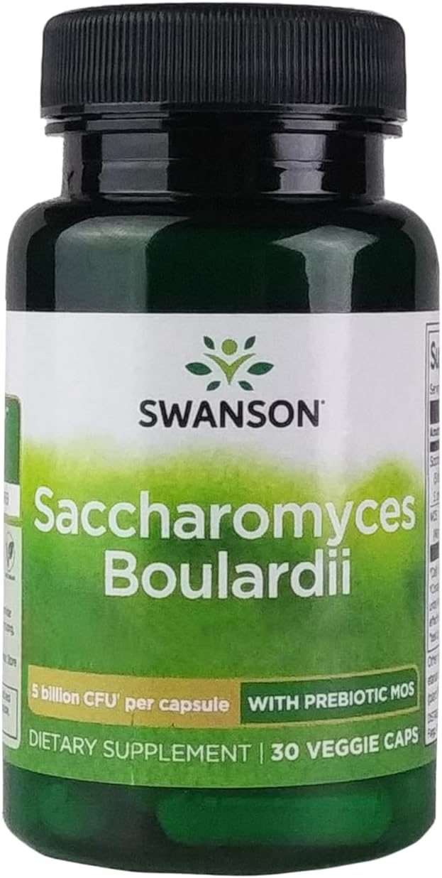 Swanson Saccharomyces Boulardii 5 Billion Probiyotik MOS Cfu Digestive Nourishes Intestinal Health 30 Veg