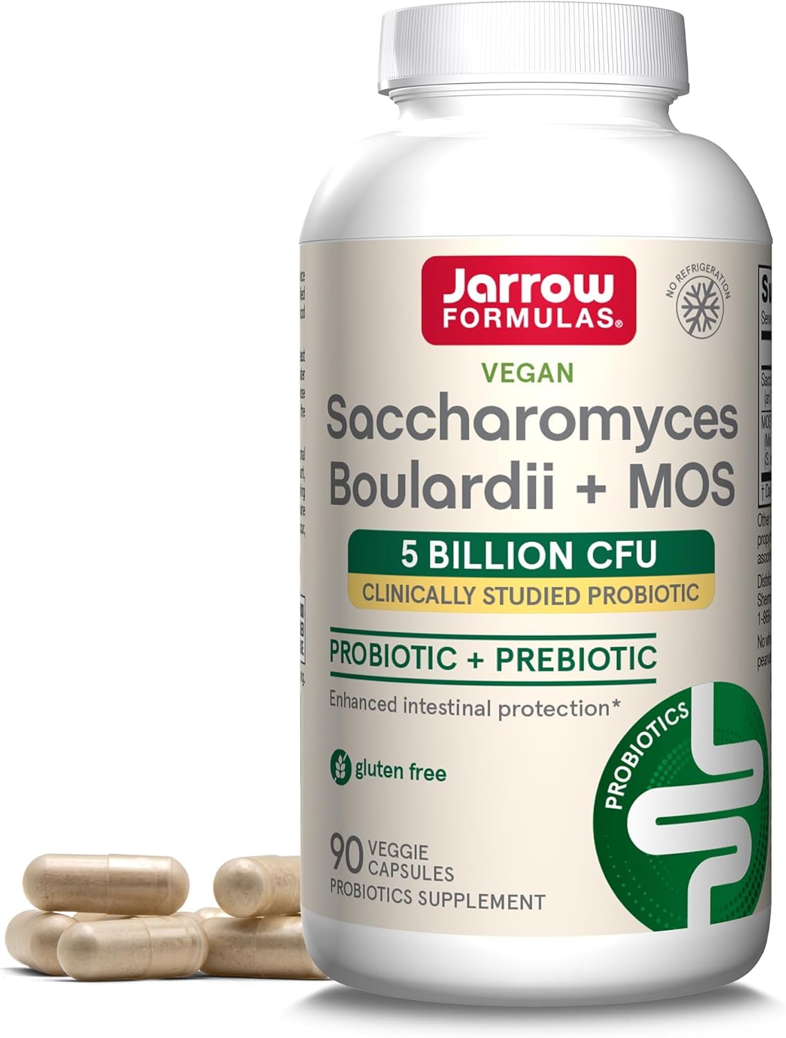 Jarrow Formulas, Vegan Saccharomyces Boulardii Probiyotik + Prebiyotik MOS, 5 Billion CFU, 90 Veggie Caps