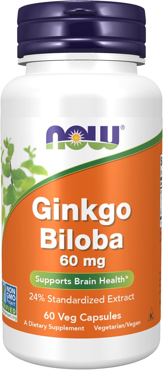 NOW Foods  Ginkgo Biloba 60 mg, 60 Veg Caps