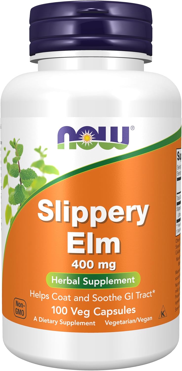 NOW Foods Slippery Elm (Ulmus rubra) 400 mg, 100 Veg Caps