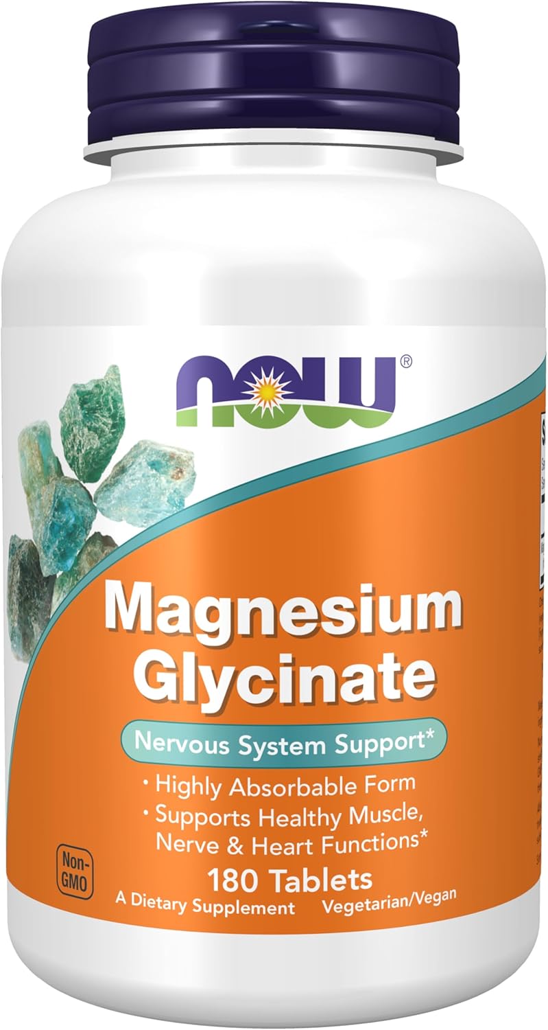 NOW Foods Magnesium Glycinate 200 mg, Highly Absorbable Form, 180 Tablet