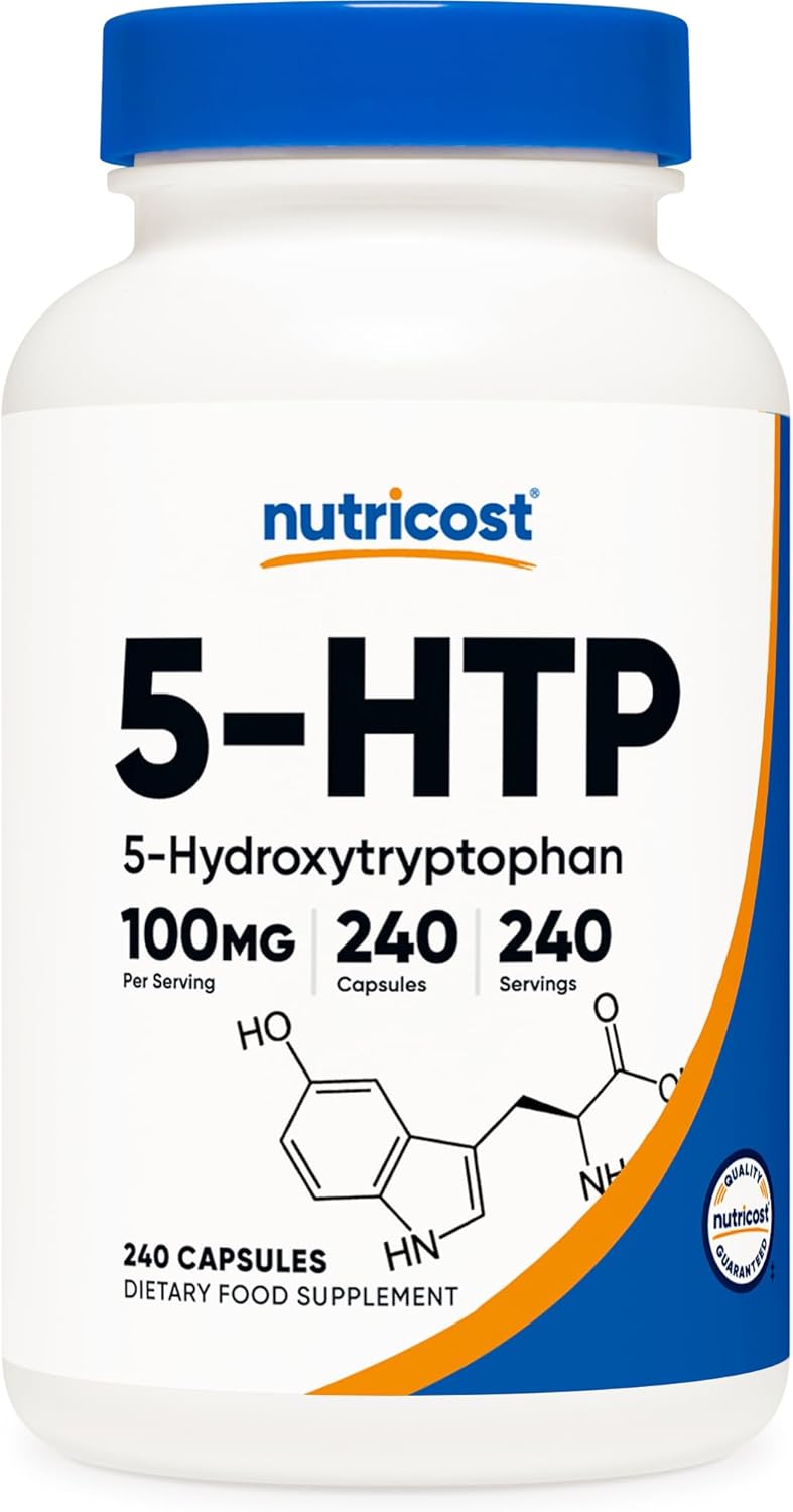 Nutricost 5-HTP 100mg 240 Vegetarian Caps 5-Hydroxytryptophan Non-GMO & Gluten Free