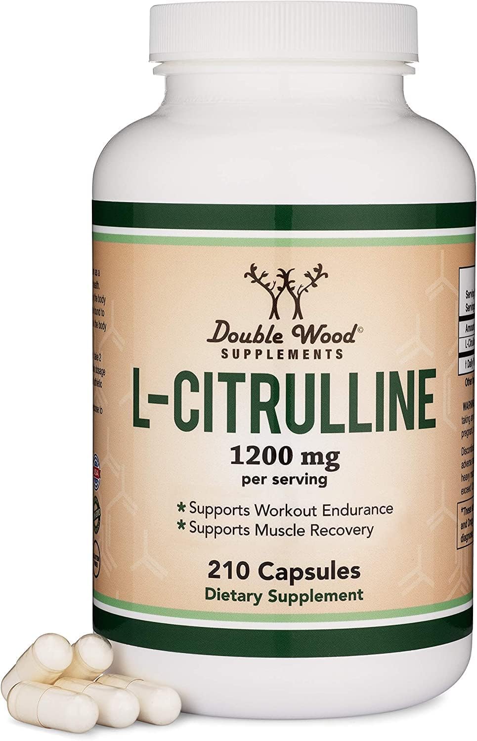 Double Wood L Citrulline 1200mg L-Arginine Nitric Oxide Booster Muscle Recovery  to Improve Muscle