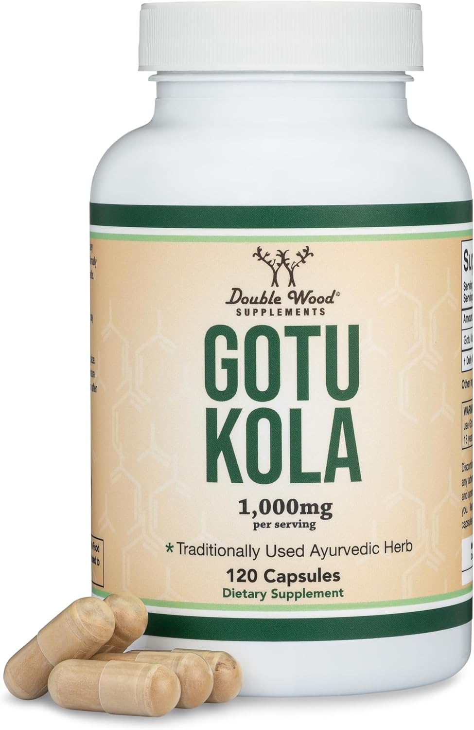 Double Wood Gotu Kola Centella Asiatica 1000mg Mental Relaxation and Cognitive 120 Caps