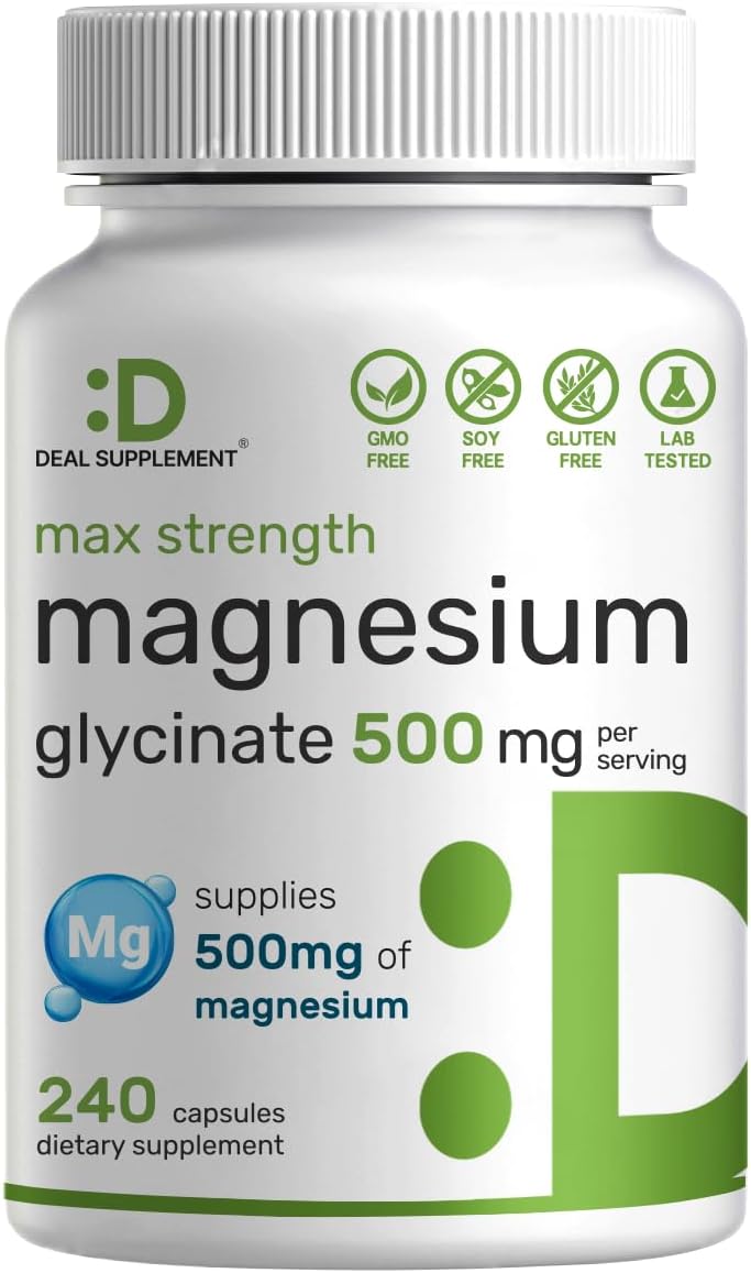 Deal Supplement Max Strength Magnesium Glycinate 500mg 240 Capsules