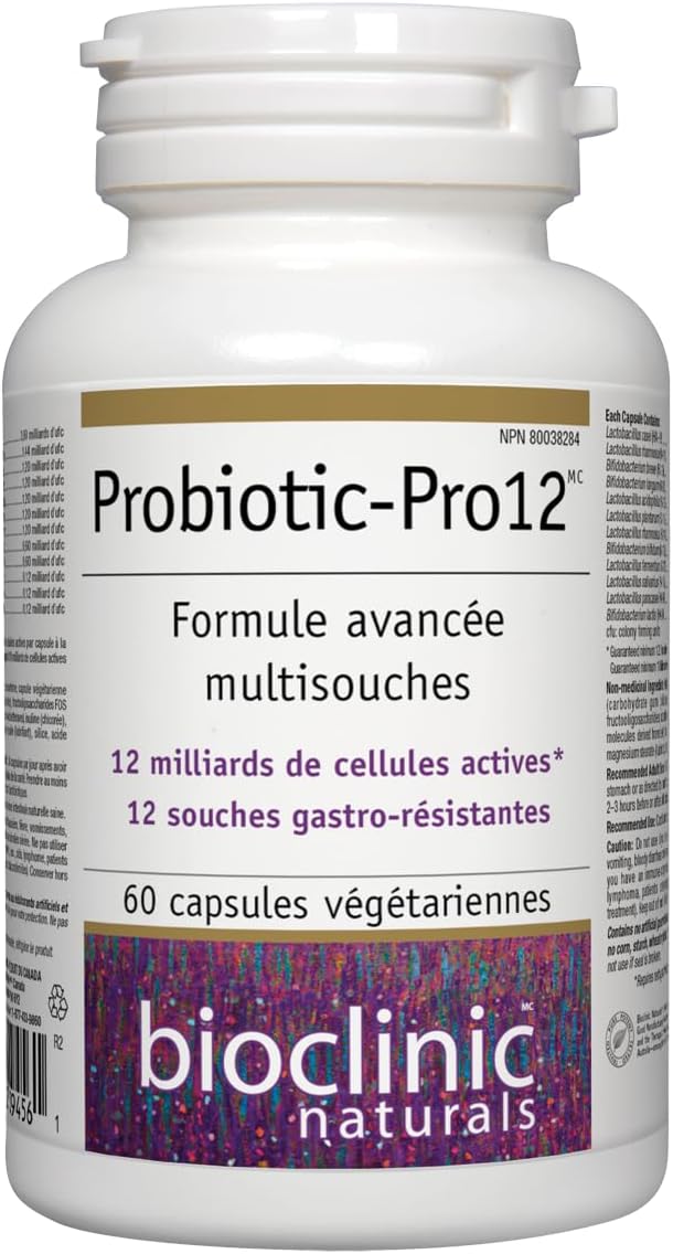 Bioclinic Naturals Probiotic Pro (lactobacillus+bifidobacterium) 12 Billion milliards 60 vcaps
