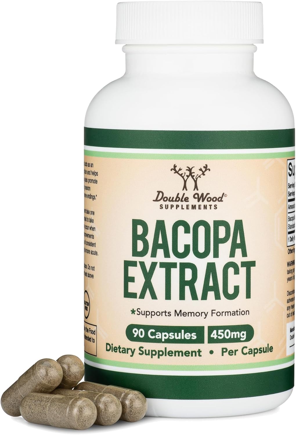 Double Wood Bacopa Monnieri Memory Supplement 450mg, 90 Caps