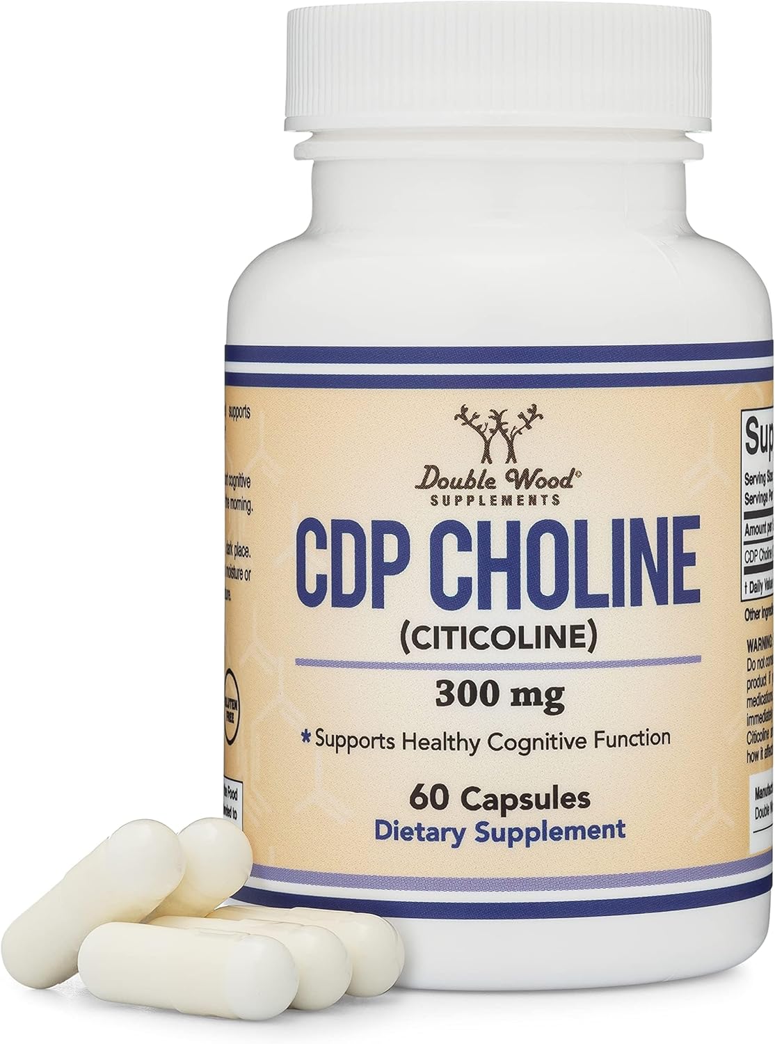Double Wood CDP Choline (Citicoline) Pharmaceutical Grade Third Party Tested 60 Caps