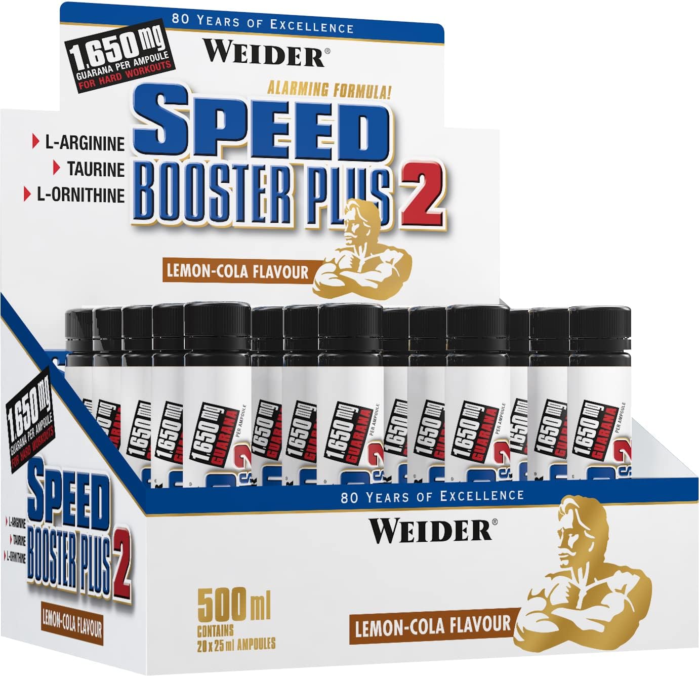Weider Speed Booster Plus PreWorkout Energy Shot, 20 x 25 ml Lemon-Cola Flavour