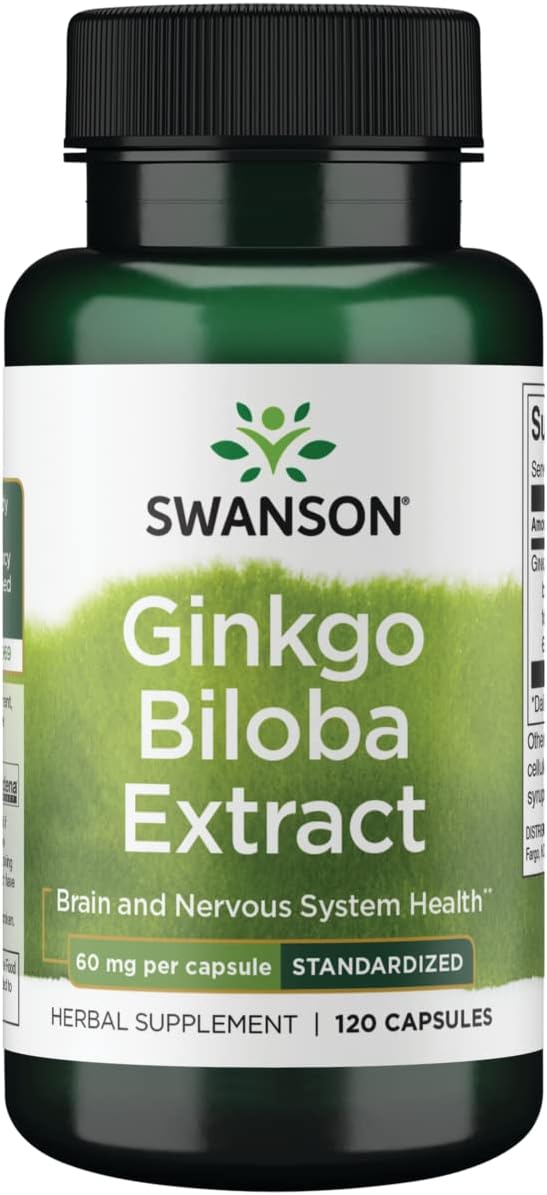 Swanson Ginkgo Biloba Brain and Nervous System Health  60MG 120 Caps