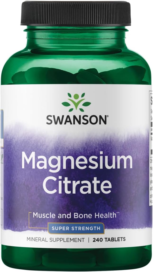 Swanson Magnesium (Magnezyum) Citrate Bone Health- Super Strength 112.5 mg 240 Tabs