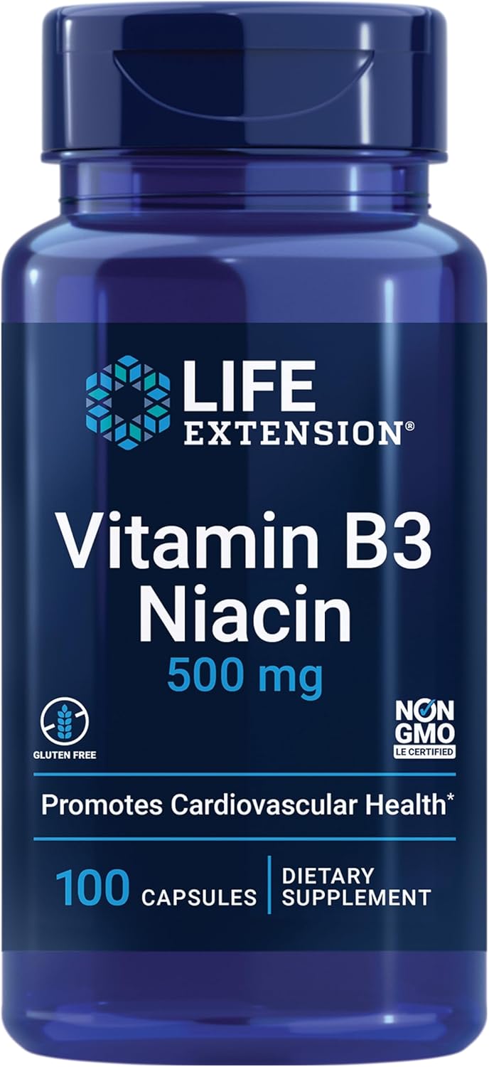 Life Extension Vitamin B3 Niacin 500 mg – 100 Capsules