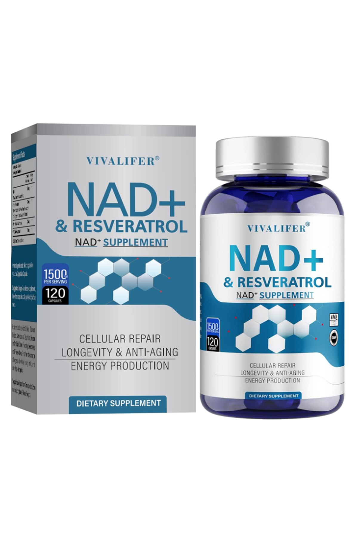 Vivalifer Nad+ Resveratrol Nad Tmg 1500 Mg 120 Caps