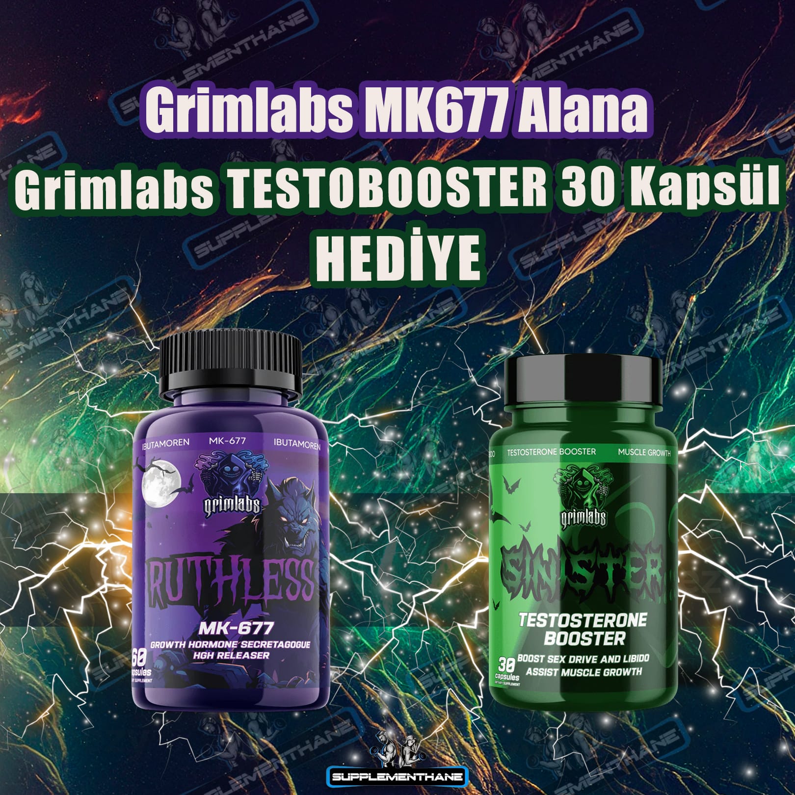Grimlabs Mk677 60 Kapsül - 12,5 mg + Grimlabs Testo Booster 30 Kapsül