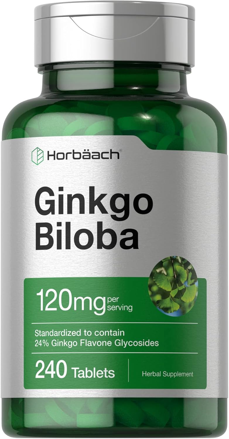 Horbaach Ginkgo Biloba Mabet ağacı ekstrat 120mg 240 Tablet Flavone Glycoside Vegetarian Gluten Free