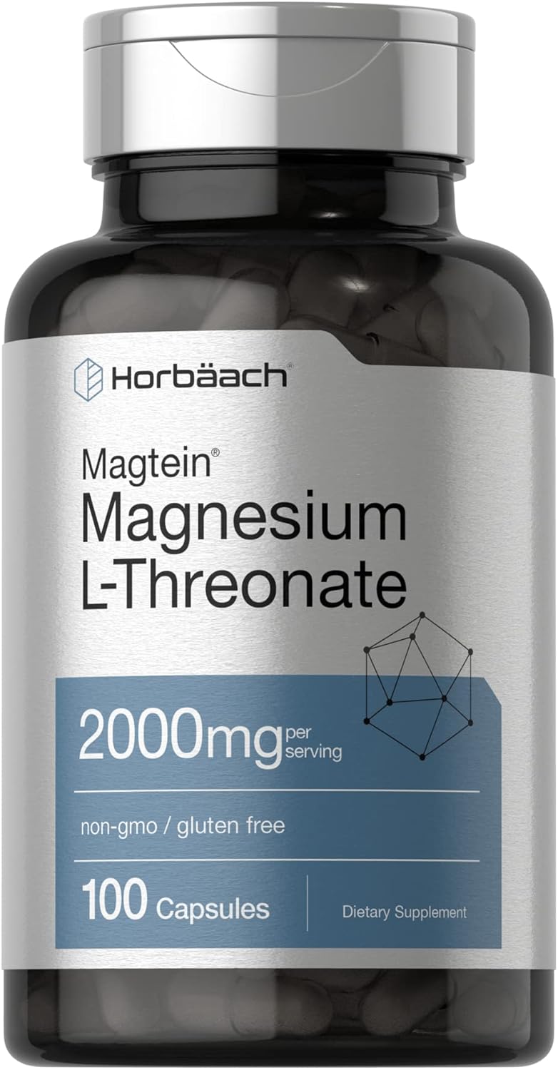 Horbaach Magtein Magnesium Magnezyum L-Threonate Treonat  2000mg 100 Caps Men Women Gluten Free