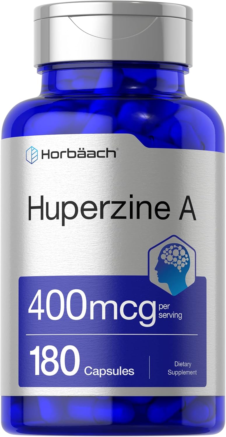 Horbaach Huperzine(Huperzia serrata) A 400mcg | 180 Capsules | Non-GMO, Gluten Free
